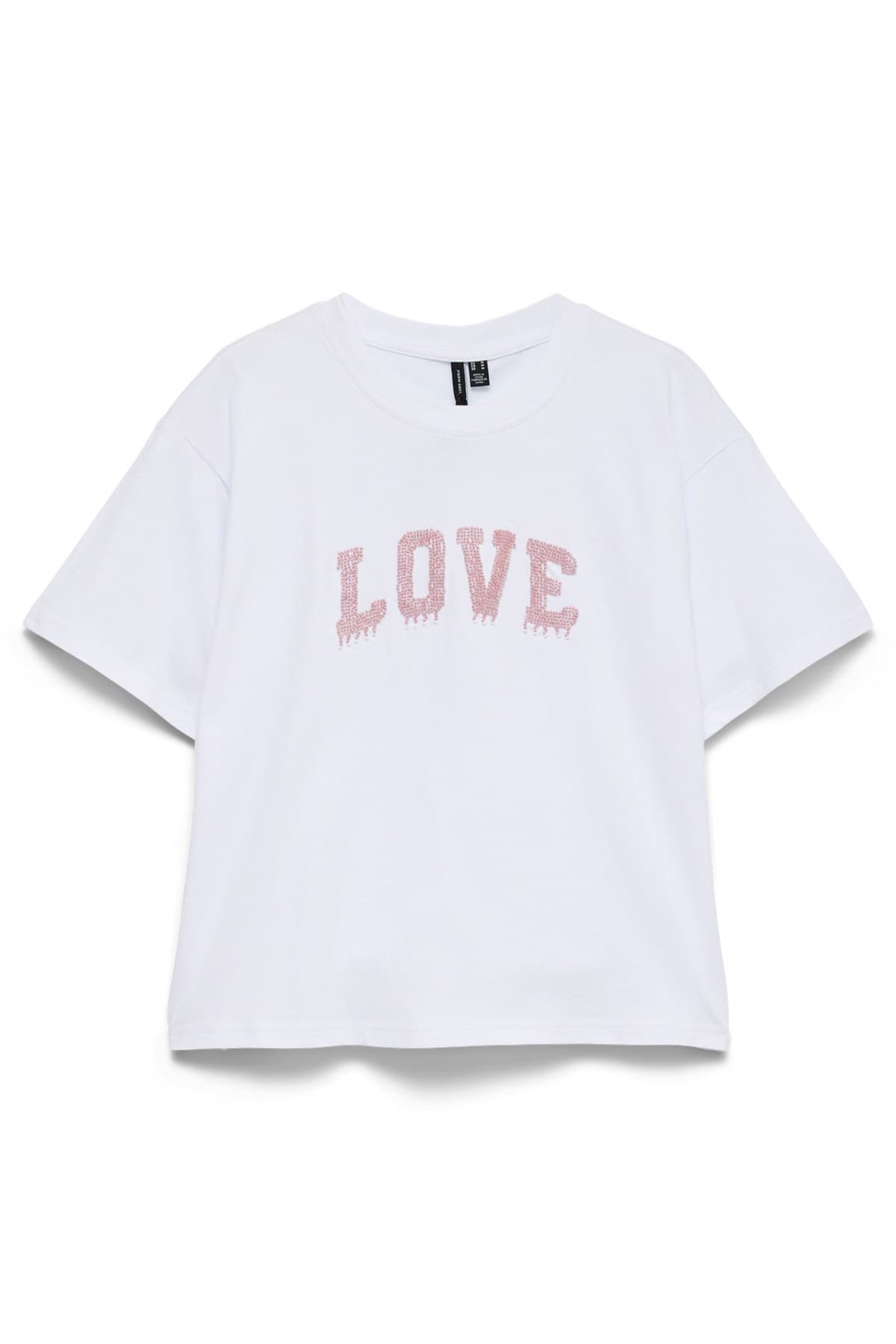 Βαμβακερό T-Shirt με λογότυπο LOVE με χάντρες