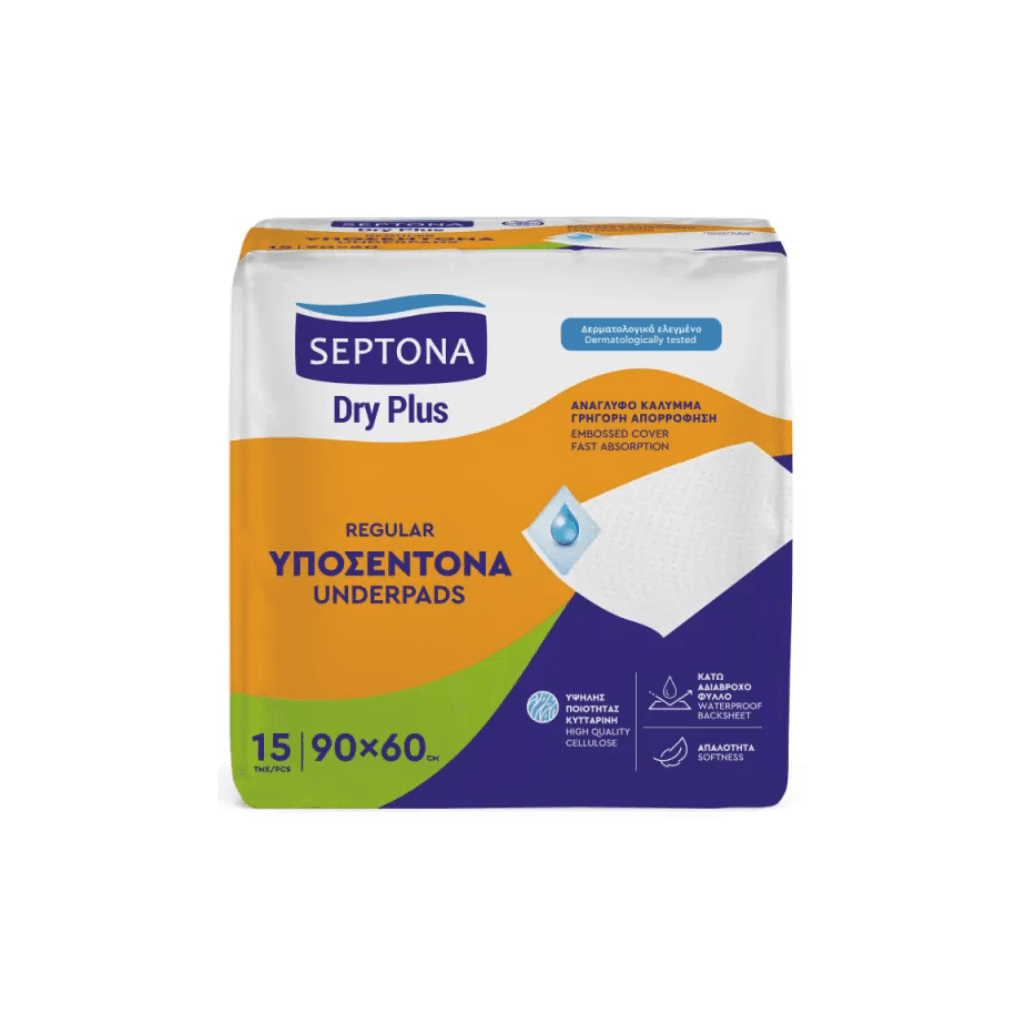 Septona Υποσέντονα Dry Plus Regular Μιας Χρήσης 15τεμ (60Χ90)