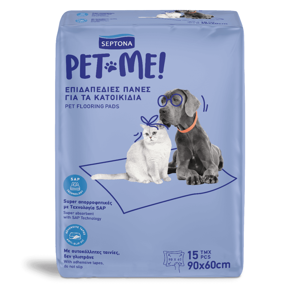 Septona Pet Me! Επιδαπέδιες Πάνες Κατοικίδιων 90*60cm 15τμχ