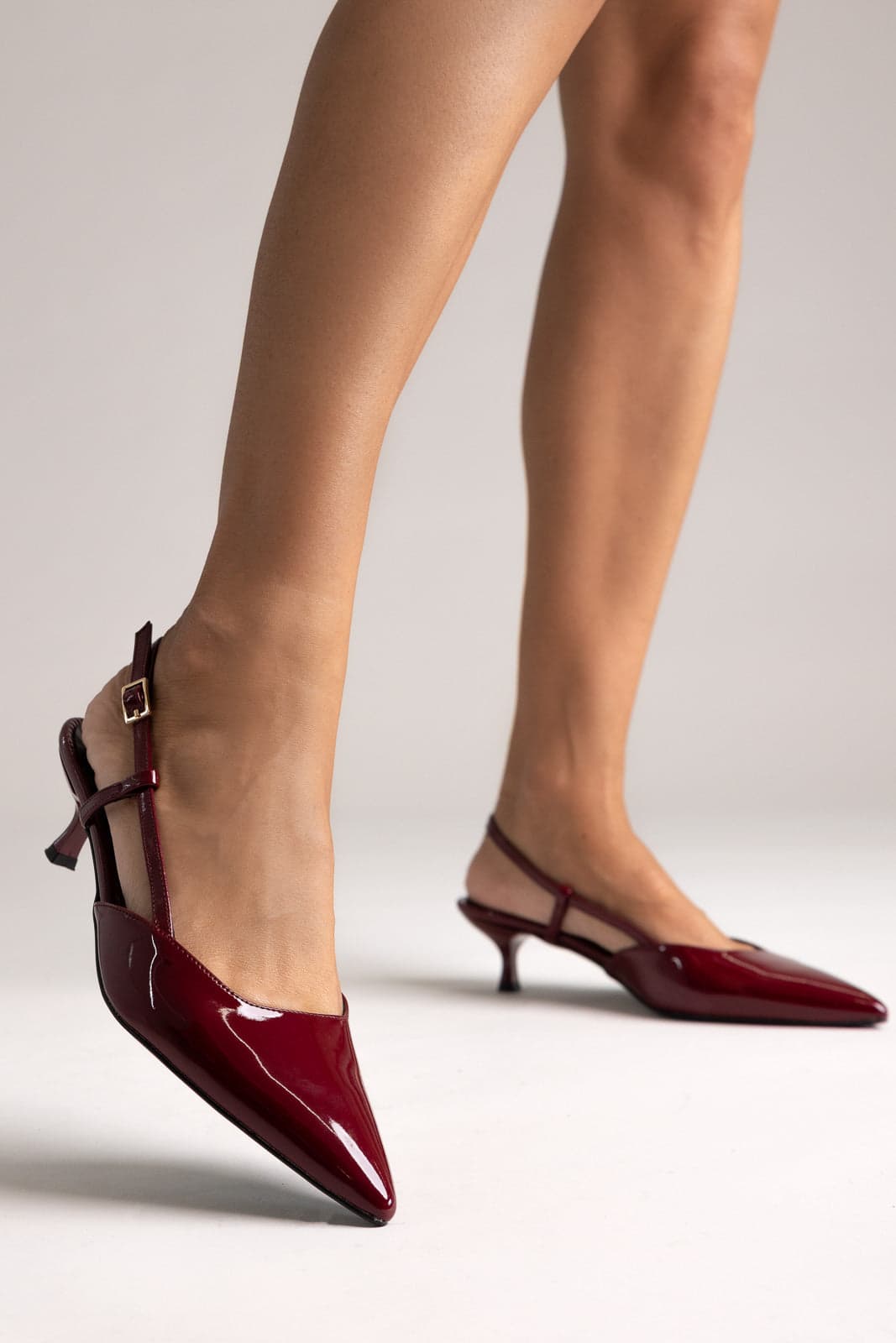 TFP Γόβες slingback μυτερές - 350 - Burgundy Patent