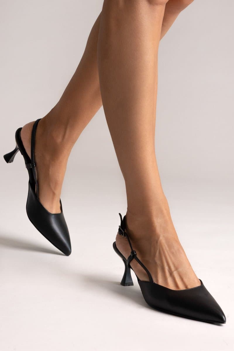 TFP Γόβες Slingback Kitten Heel - 560 - Μαύρο Ματ