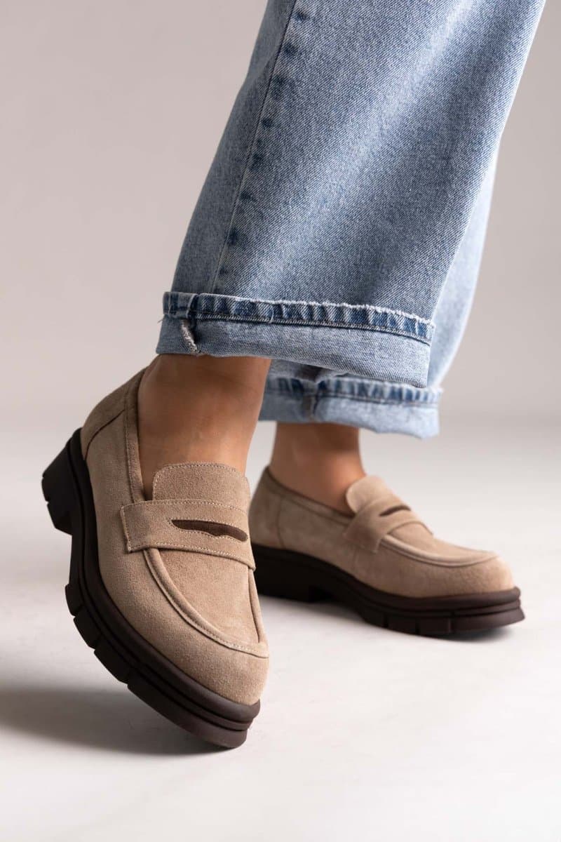 TFP Loafers με τρακτερωτή σόλα - 9051 - Beige Suede
