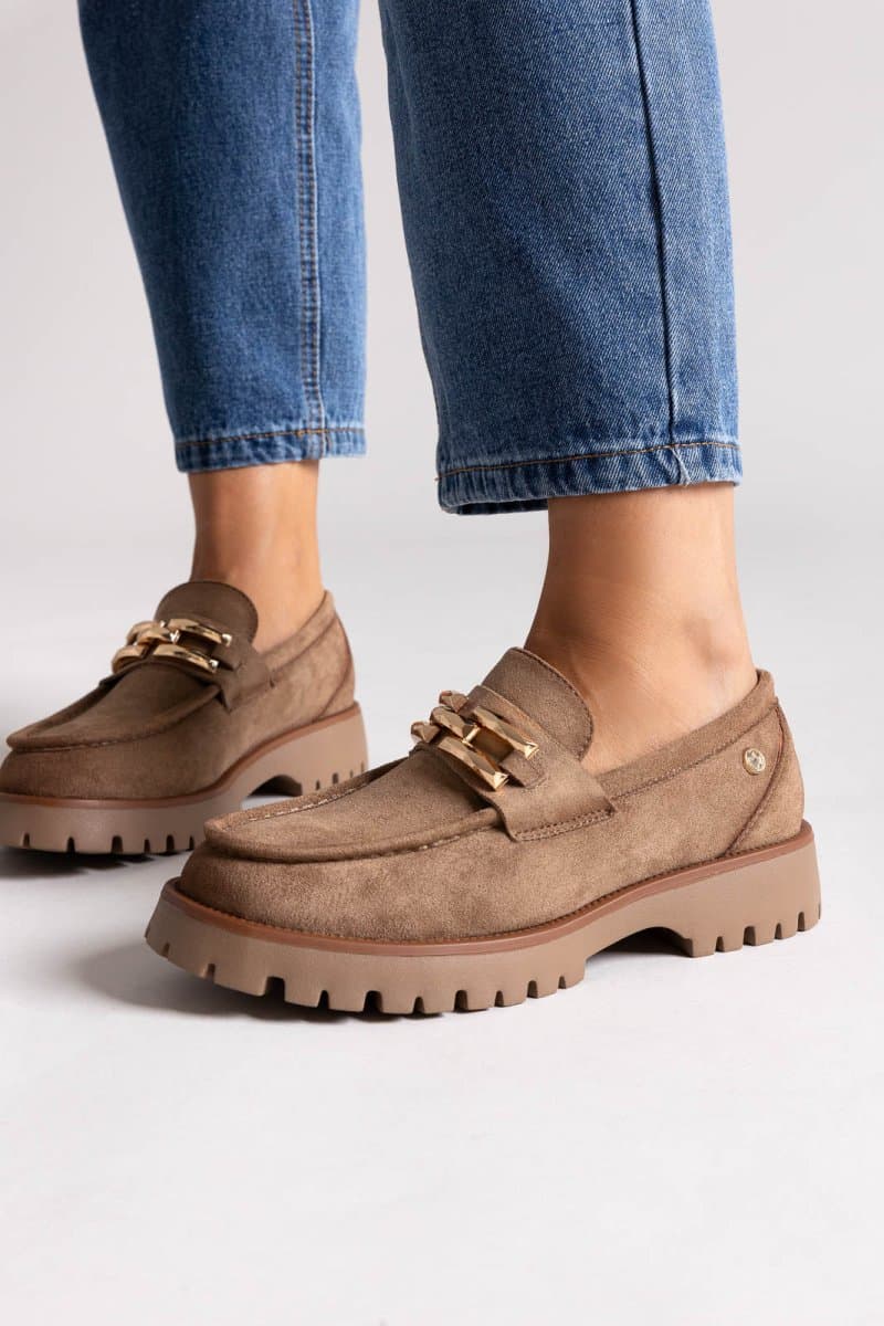 Xti Footwear Suede Loafers - 144459 - Beige Suede