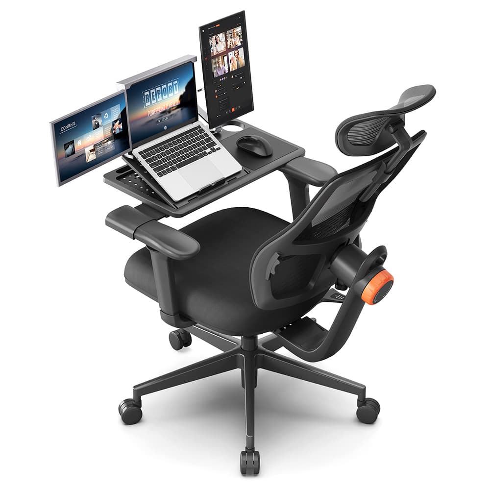 NEWTRAL MAGICH003 Ergonomic Chair + Detachable Workstation Desktop, Black