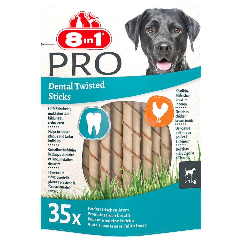 8in1 Pro Dental Twisted Sticks Κοτόπουλο - 190 g (35 τεμάχια)