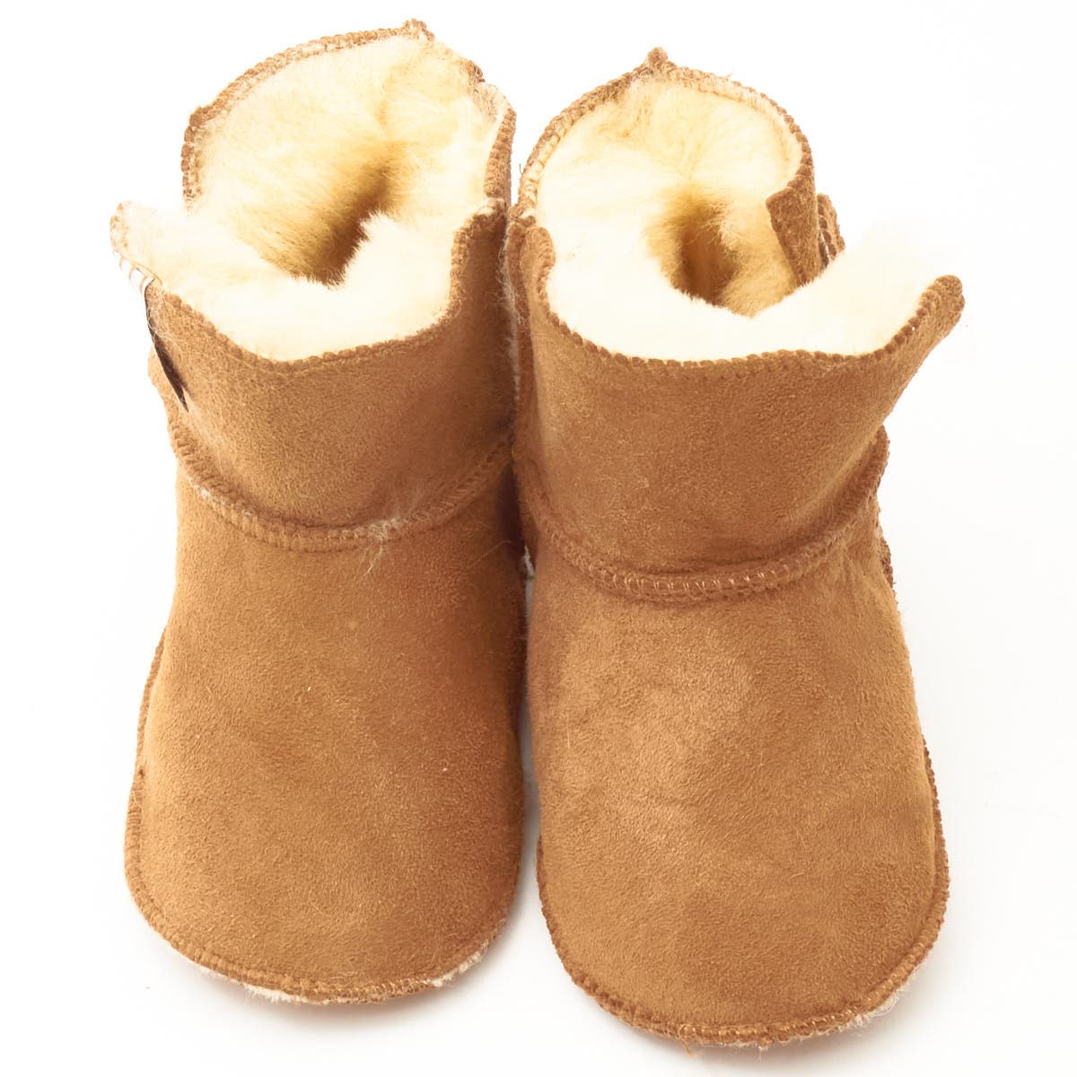 Baby slippers of sheep fur, camel 12cm