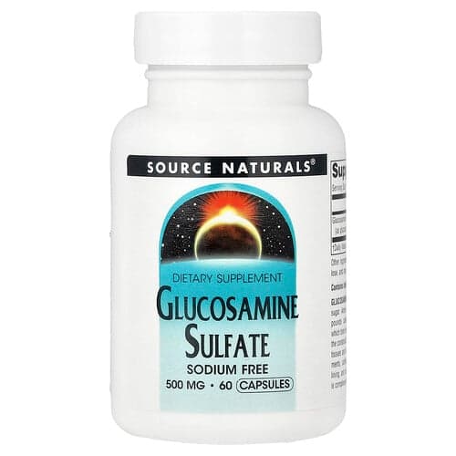 Source Naturals, Θειική γλυκοζαμίνη, χωρίς νάτριο, 500 mg, 60 κάψουλες