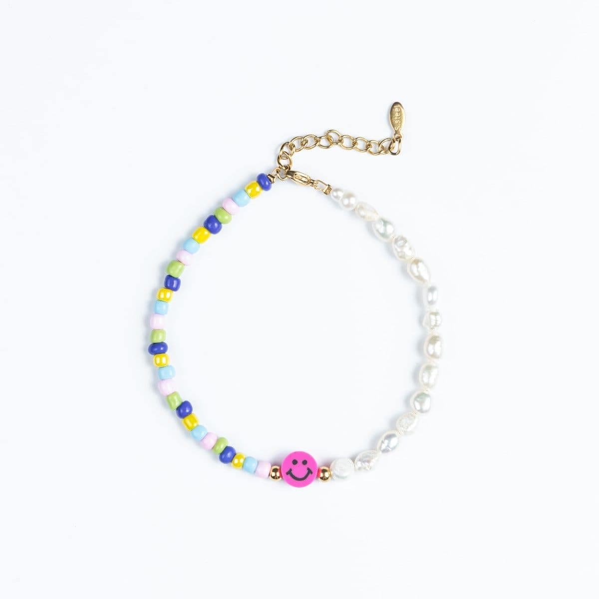 Anklet Cuoro με μαργαριτάρια smiley και πέτρες miyuki