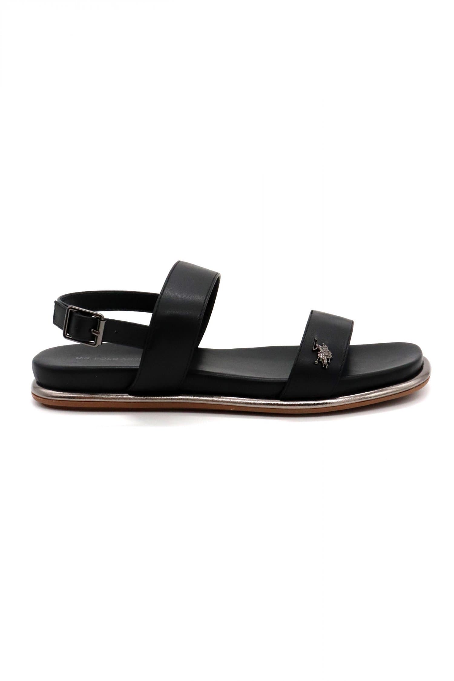 U.S. POLO ASSN. ΠΑΠΟΥΤΣΙΑ ΠΕΔΙΛΑ ΜETAΛΛΙΚΟ LOGO ΜΑΥΡΟ