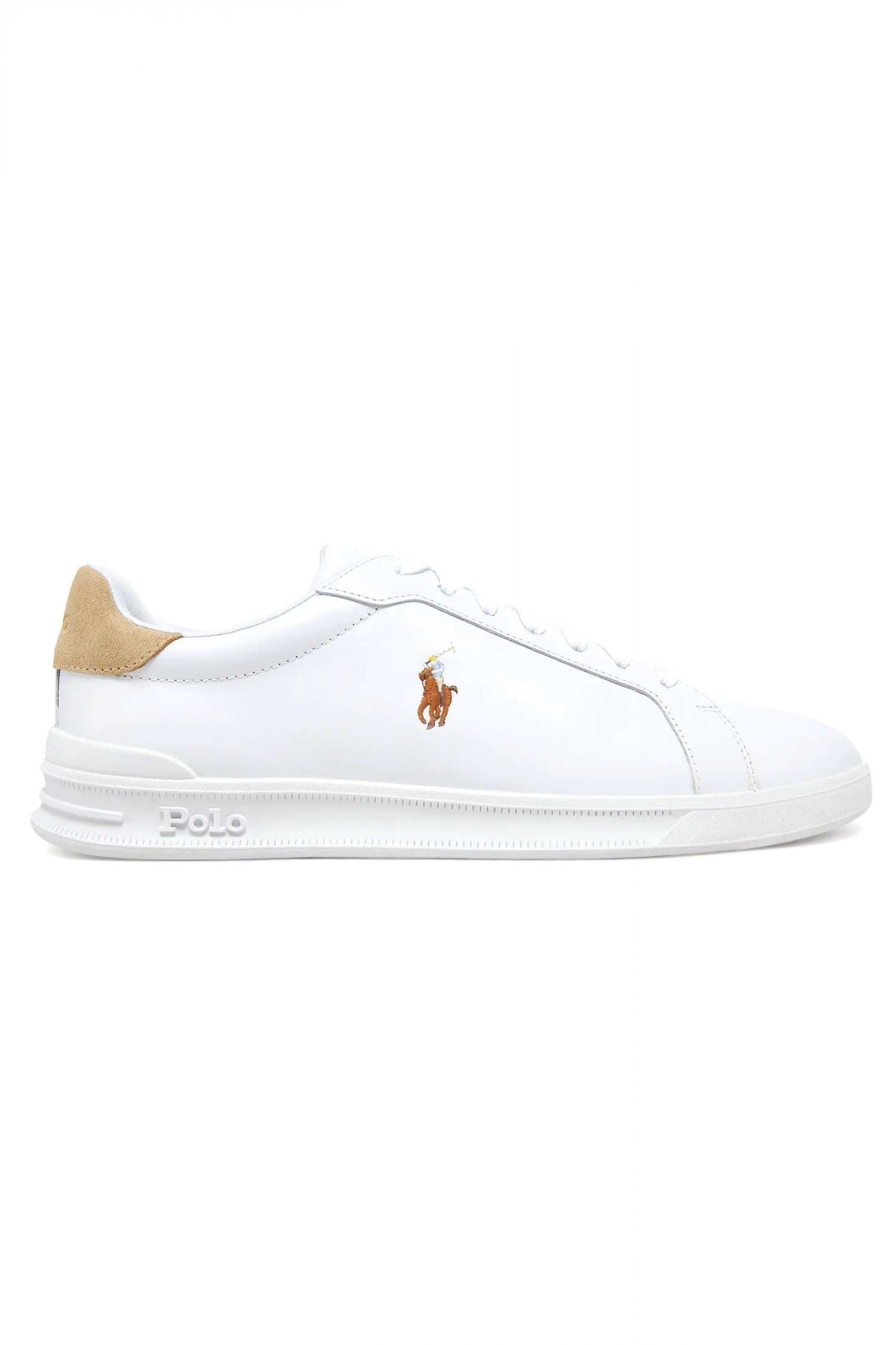 RALPH LAUREN ΠΑΠΟΥΤΣΙΑ SNEAKERS HRT CT II-SK-LTL MΠΕΖ ΛΕΠΤΟΜΕΡΕΙΕΣ LOGO ΛΕΥΚΟ