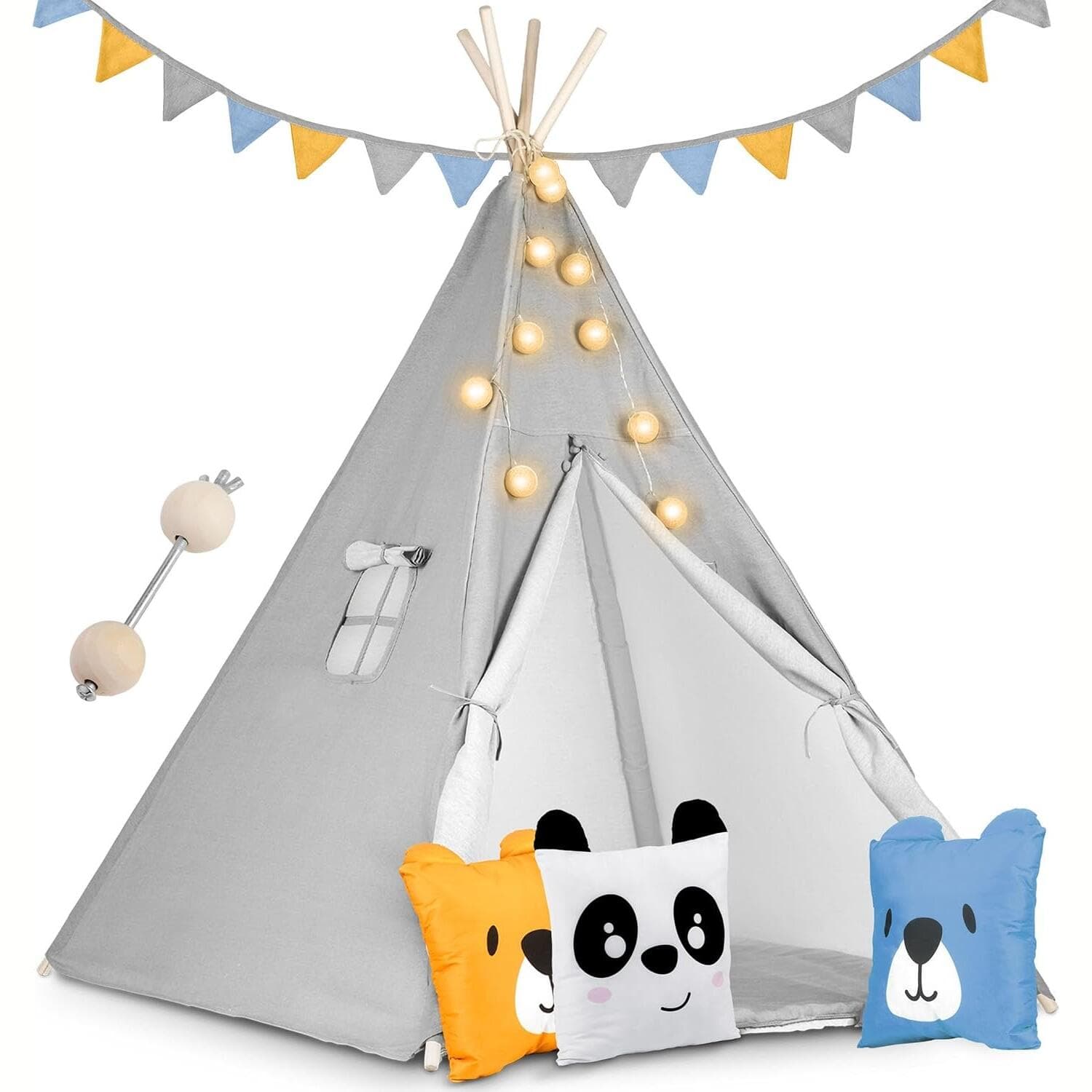 Παιδική Σκηνή Teepee Nukido Kids Tipi Tent NK-400 Ινδιάνικη με 3 x Μαξιλάρια / Γιρλάντα & Φωτάκια -