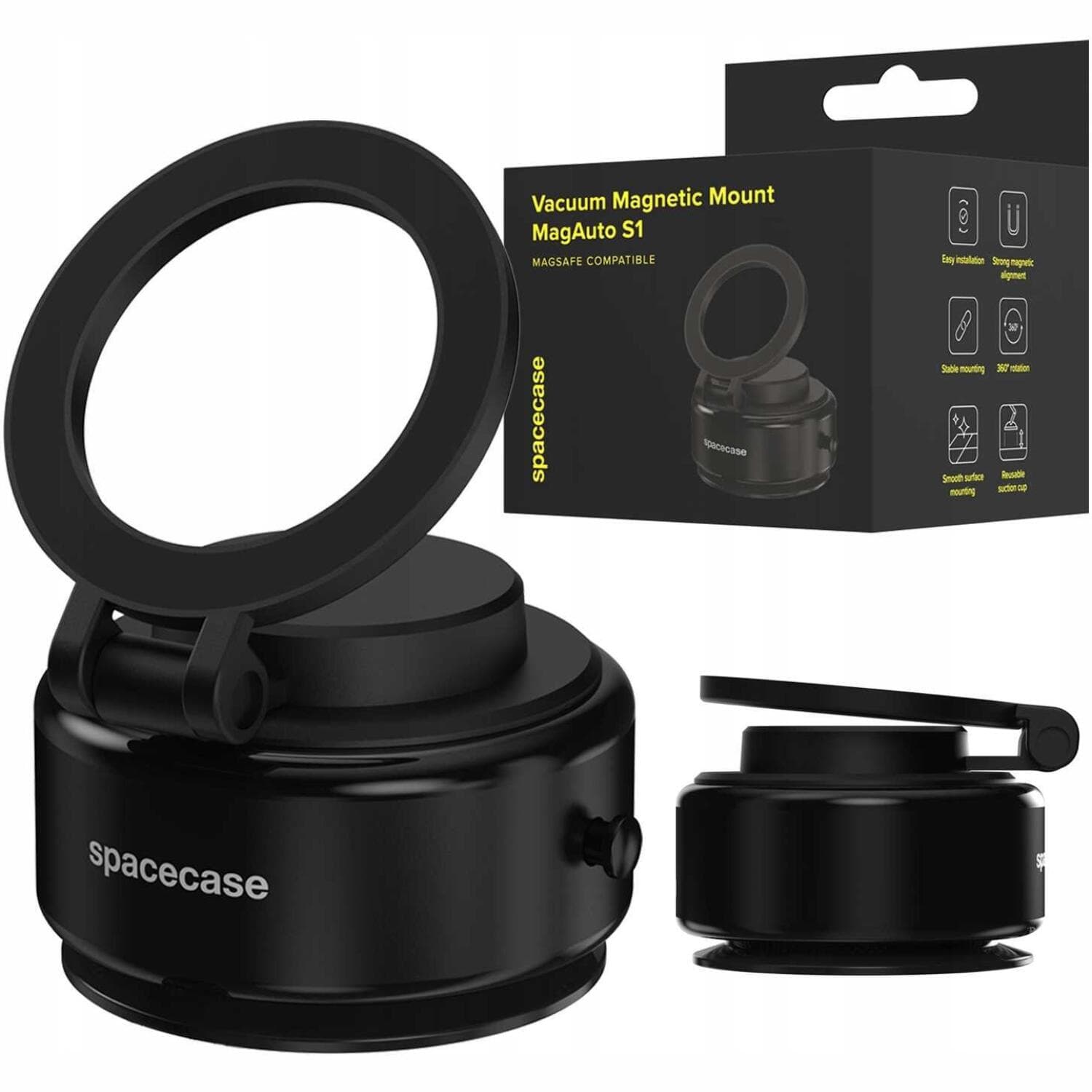 Βάση Κινητών Αυτοκινήτου Spacecase Vacuum Magnetic Mount MagAuto S1 με Βεντούζα & MagSafe για Παρμπρίζ